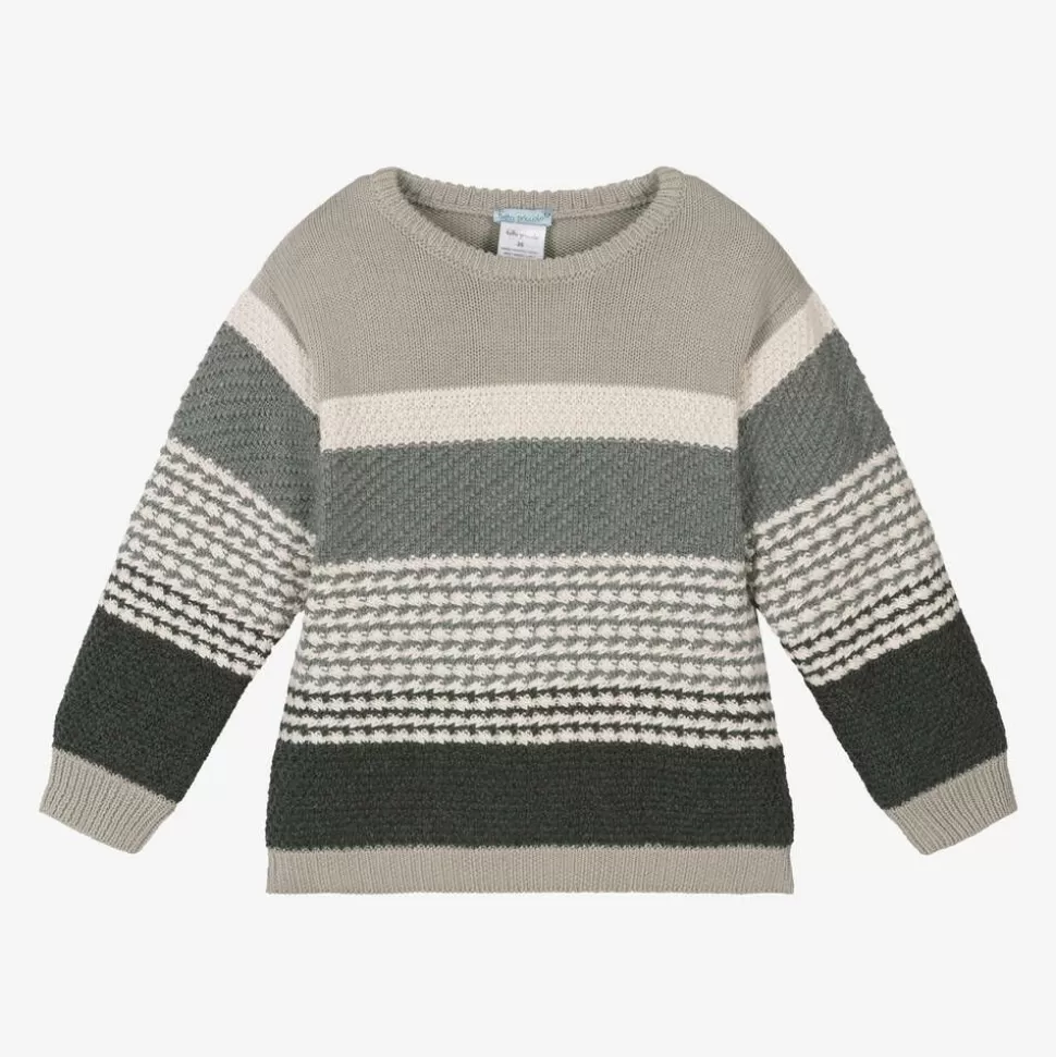 Tutto Piccolo Boys Grey Stripe Knit Sweater^BOY Tops