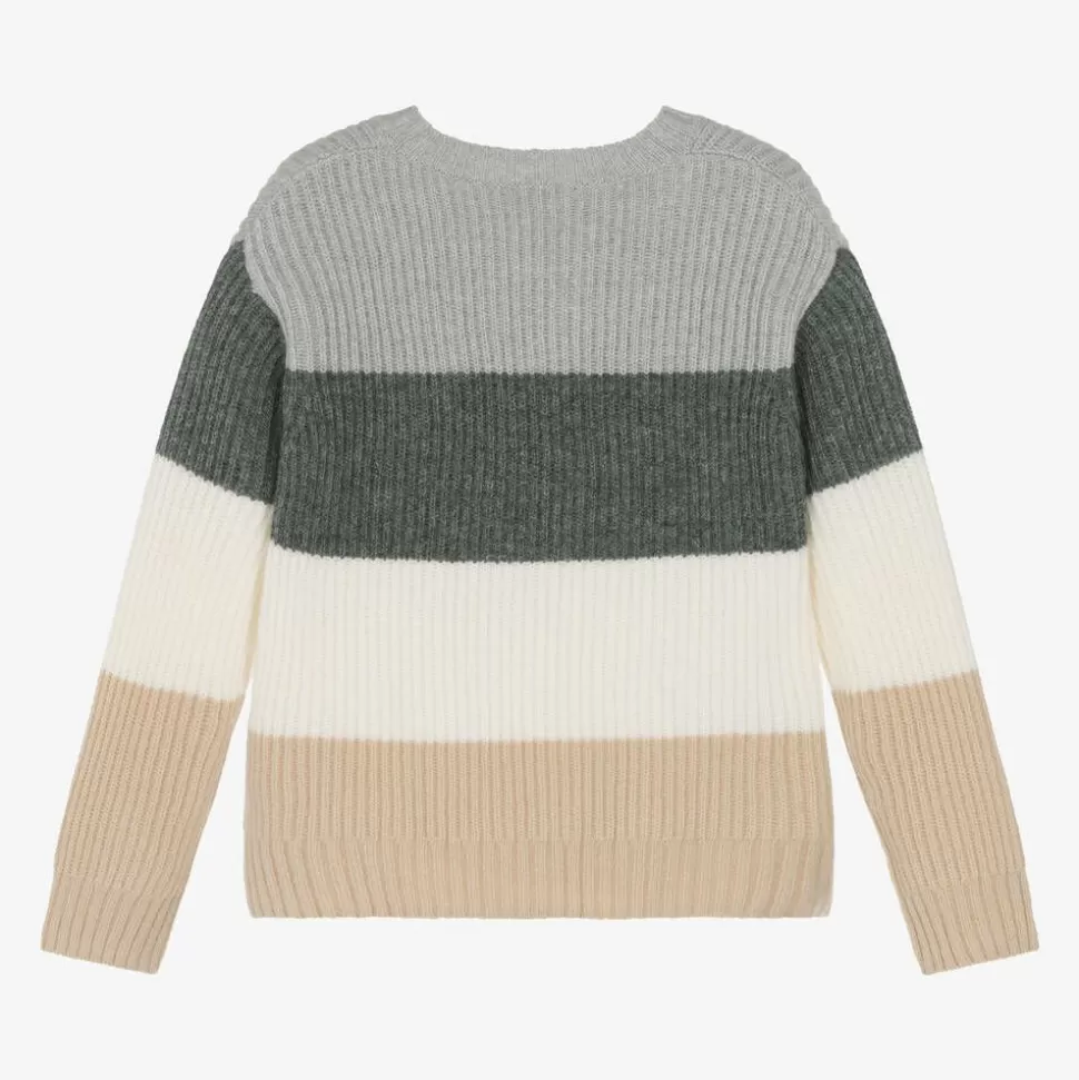 Il Gufo Boys Grey Striped Wool Sweater^BOY Tops