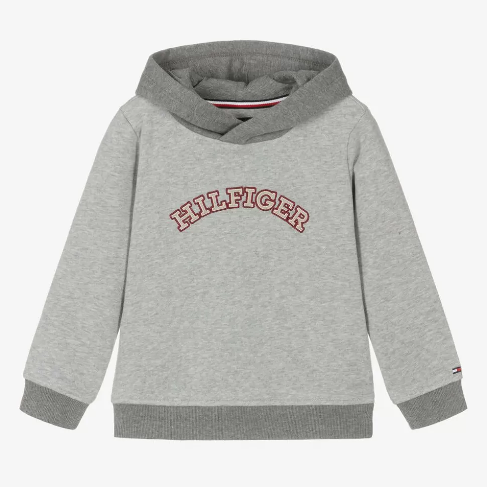 Tommy Hilfiger Boys Grey Varsity Logo Cotton Hoodie^BOY Tops