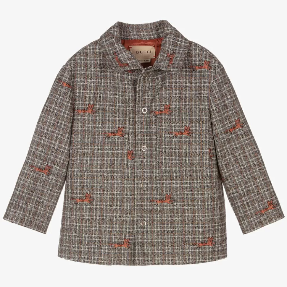 Gucci Boys Grey Wool Jacket^BOY Coats & Jackets