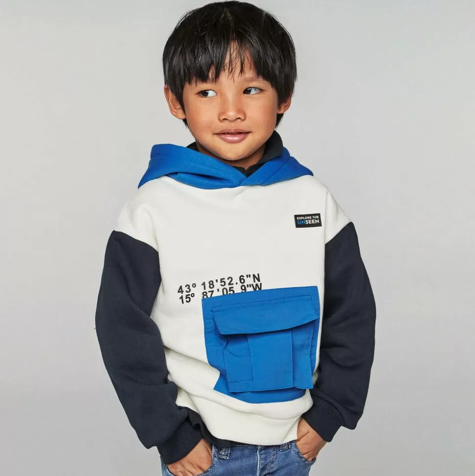 Mayoral Boys Ivory & Blue Colourblock Hoodie^BOY Tops