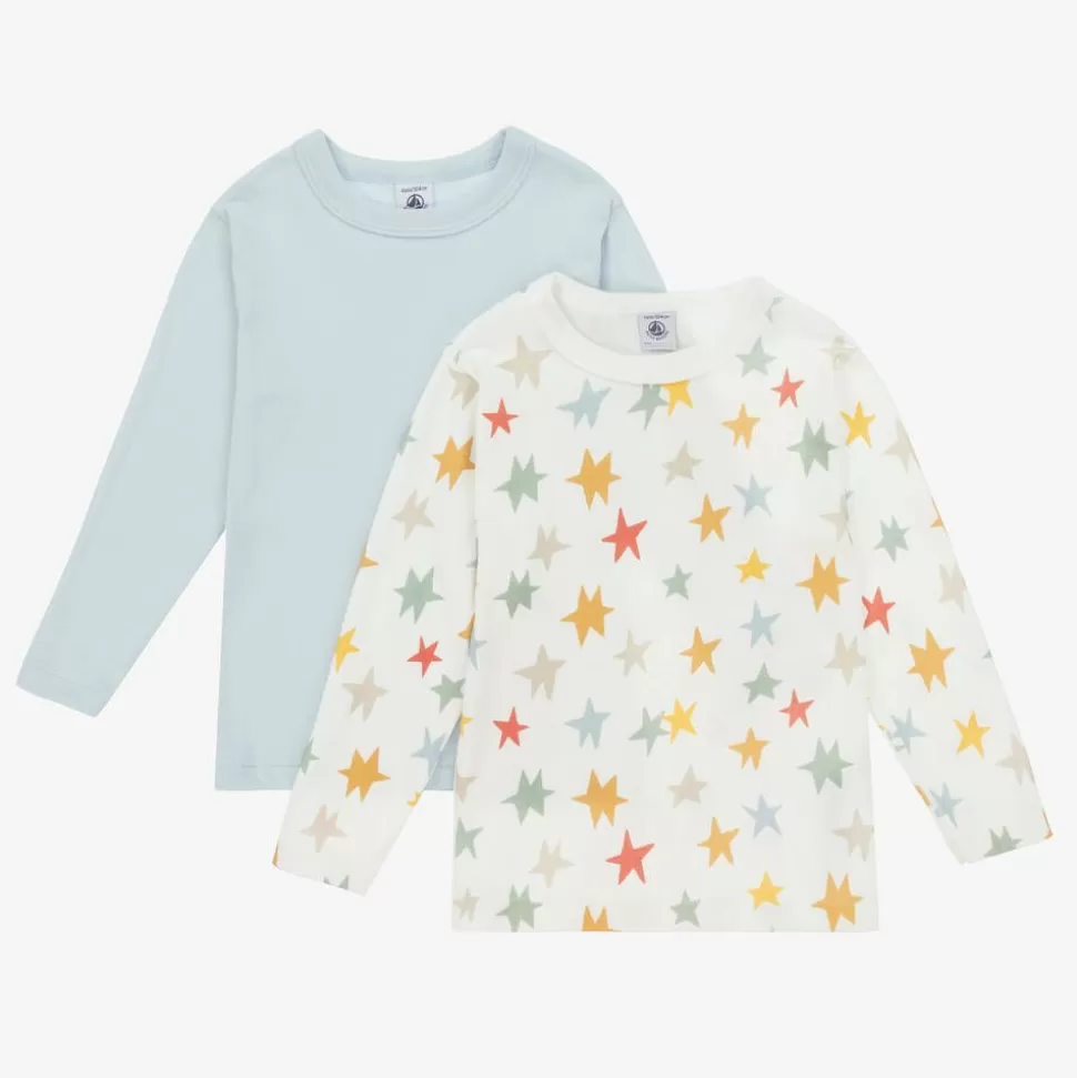 Petit Bateau Boys Ivory & Blue Cotton Tops (2 Pack)^BOY Underwear
