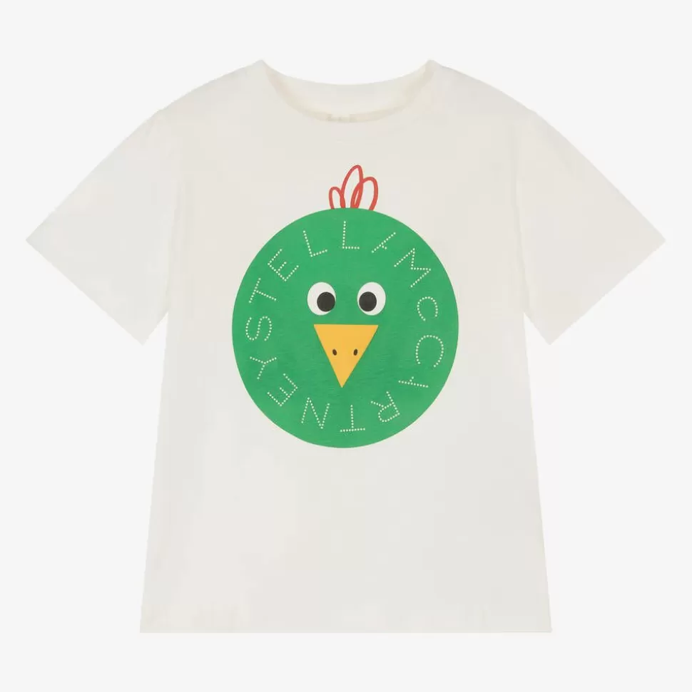 Stella McCartney Kids Boys Ivory Chicken Bauble Logo T-Shirt^BOY Tops