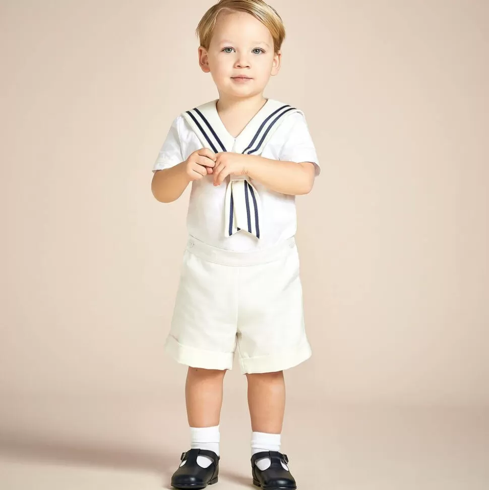 Beatrice amp; George Boys Ivory Cotton Sailor Buster Suit^ Outfit Sets