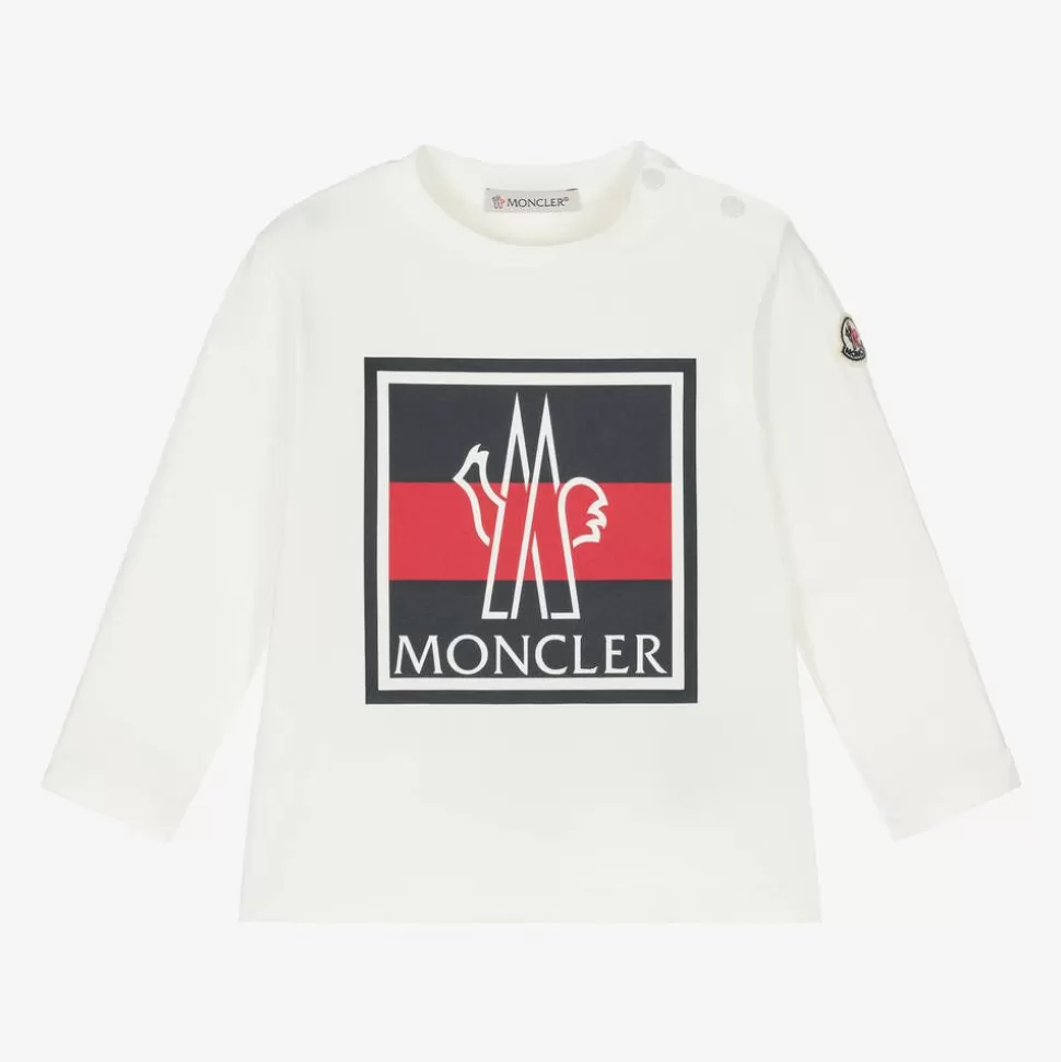 Moncler Enfant Boys Ivory Cotton Tricolour Logo Top^BOY Tops