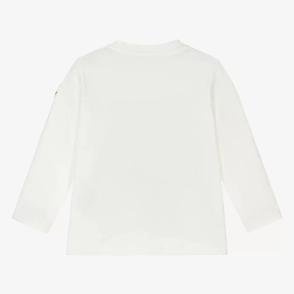 Moncler Enfant Boys Ivory Cotton Tricolour Logo Top^BOY Tops