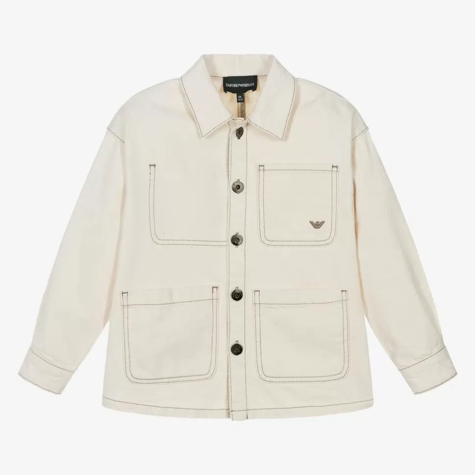 Emporio Armani Boys Ivory Cotton Twill Jacket^BOY Coats & Jackets