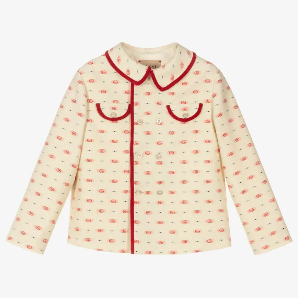 Gucci Boys Ivory GG Wool Jacket^BOY Coats & Jackets
