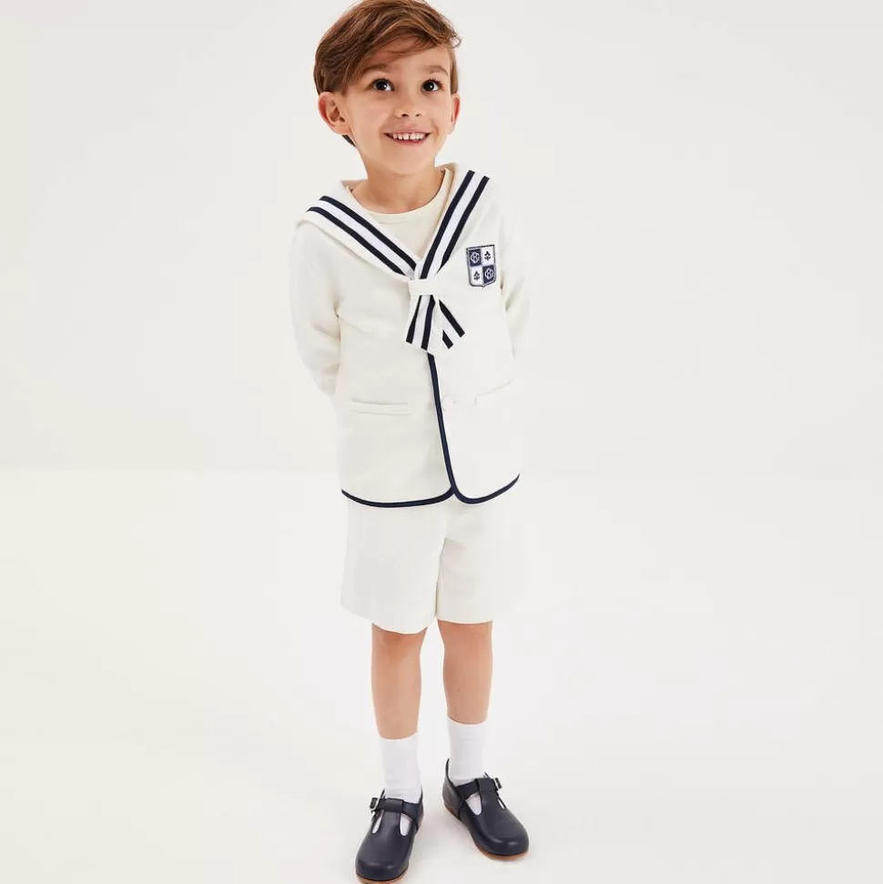 Beatrice amp; George Boys Ivory Herringbone Sailor Shorts Suit^BOY Suits