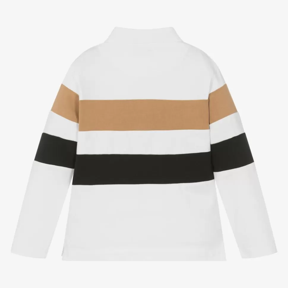 Mayoral Boys Ivory Stripe Cotton Polo Shirt^BOY Tops