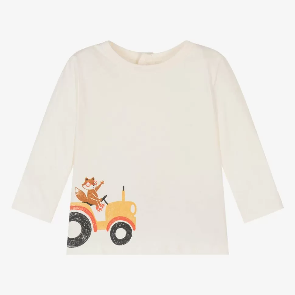 Carrément Beau Boys Ivory Tractor Print Organic Cotton Top^BOY Tops