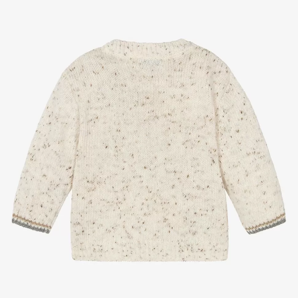 Mayoral Boys Ivory Wool Knit Bear Sweater^BOY Tops