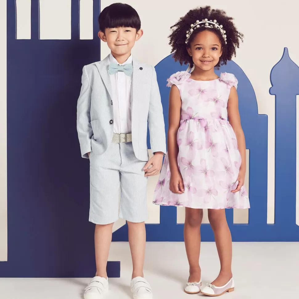 Beau KiD Boys Light Blue Stripe Cotton Shorts Suit^ Suits