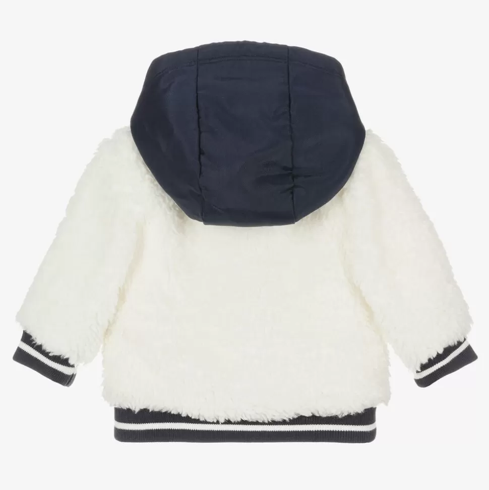 BOSS Boys Navy Blue & White Faux Fur Jacket^BOY Coats & Jackets