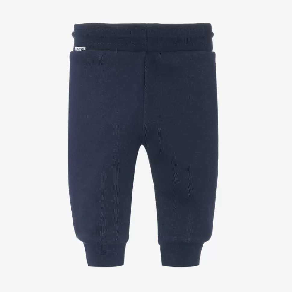BOSS Boys Navy Blue Cotton Joggers^ Trousers