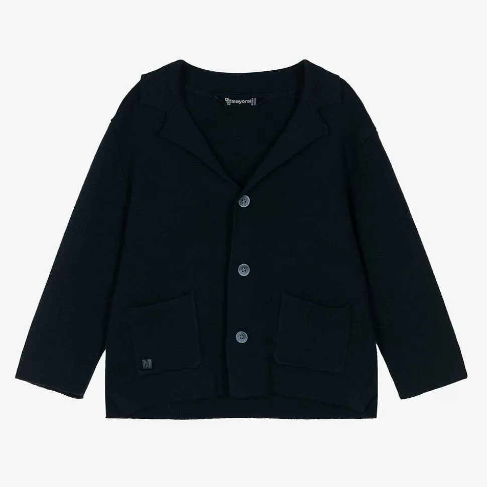Mayoral Boys Navy Blue Cotton Knit Cardigan^ Tops