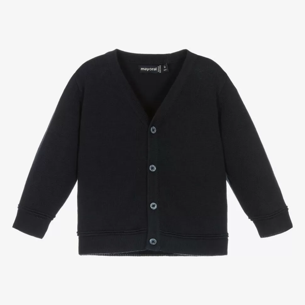 Mayoral Boys Navy Blue Cotton Knit Cardigan^ Tops