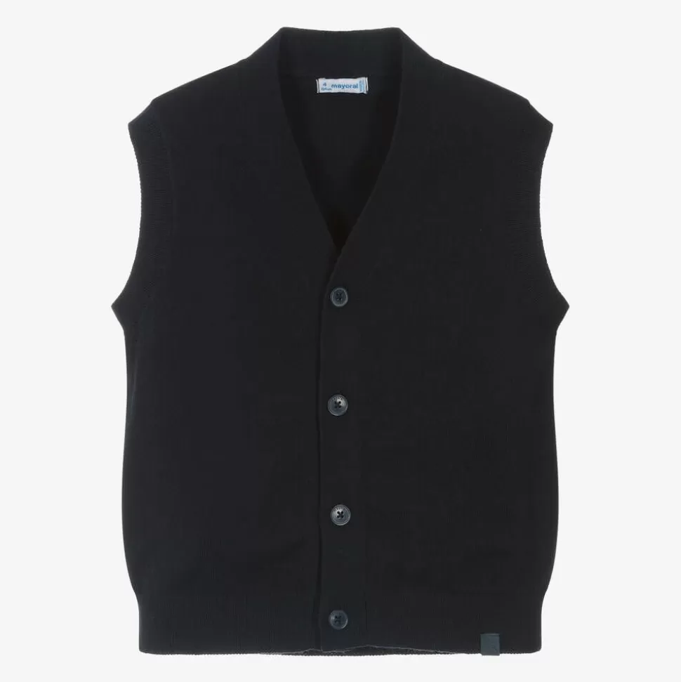 Mayoral Boys Navy Blue Cotton Knit Waistcoat^BOY Tops
