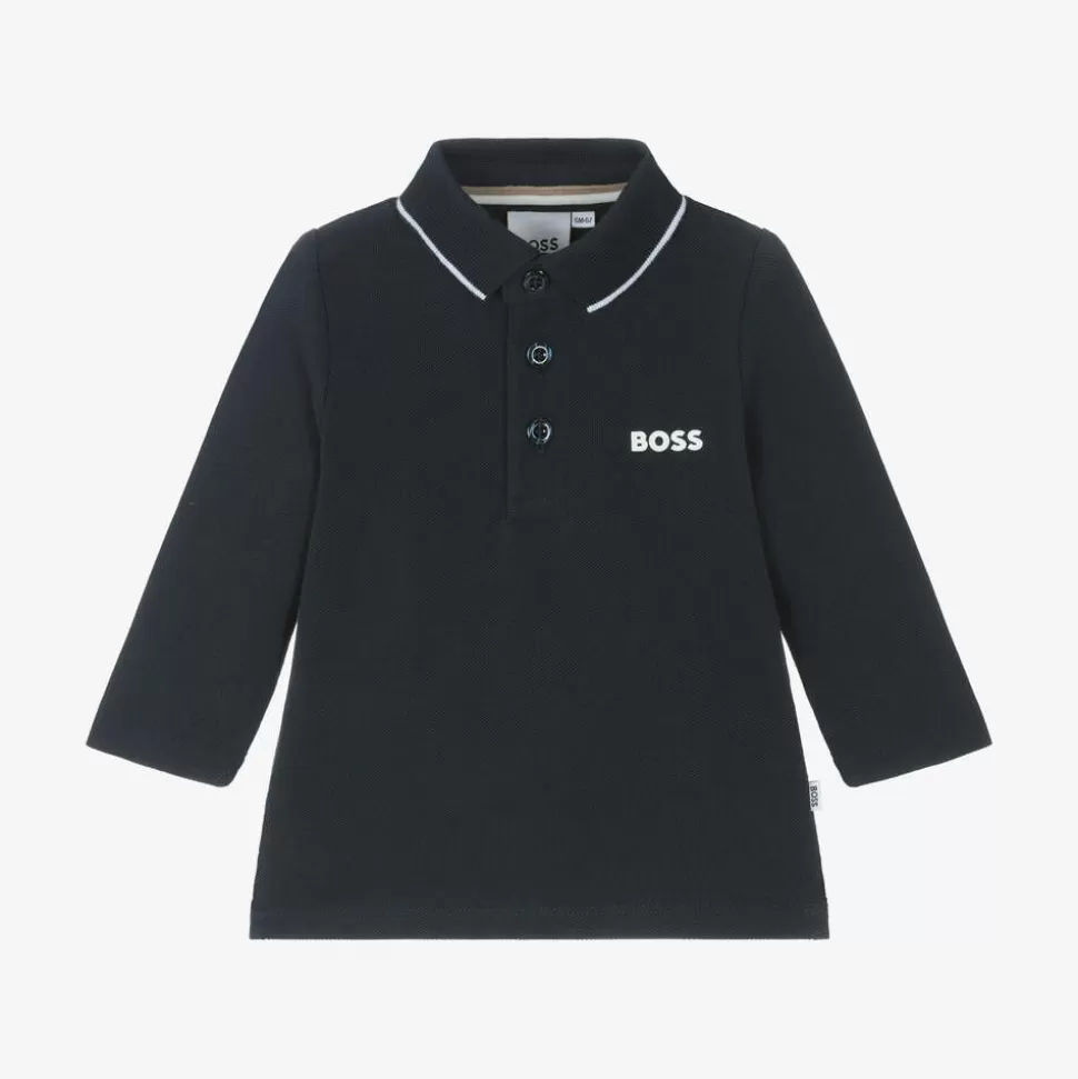 BOSS Boys Navy Blue Cotton Polo Shirt^BOY Tops