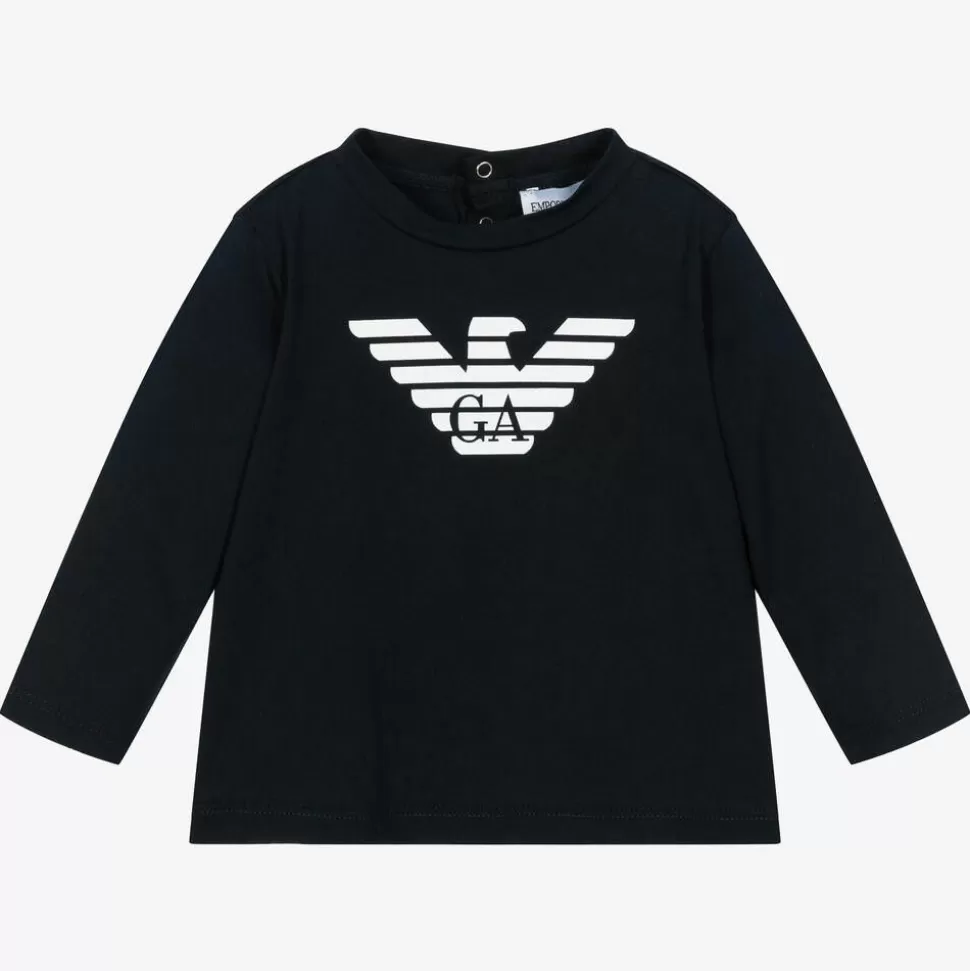 Emporio Armani Boys Navy Blue Cotton Top^ Tops