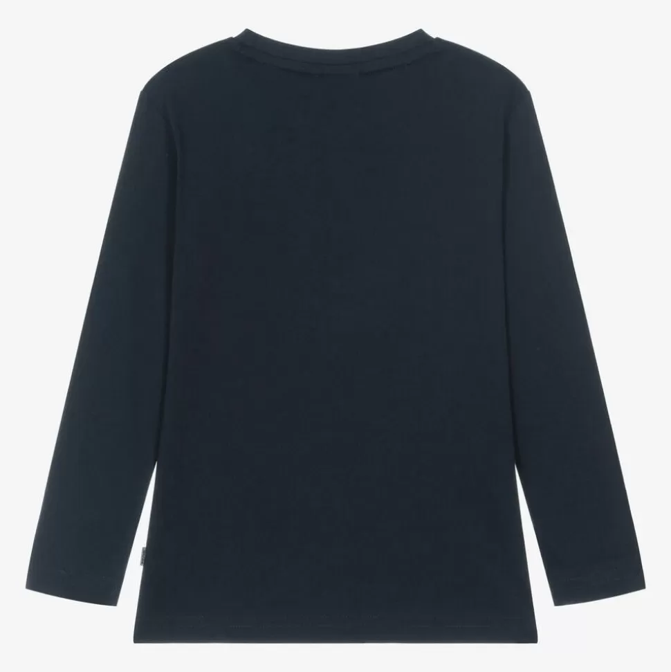 BOSS Boys Navy Blue Cotton Top^BOY Tops