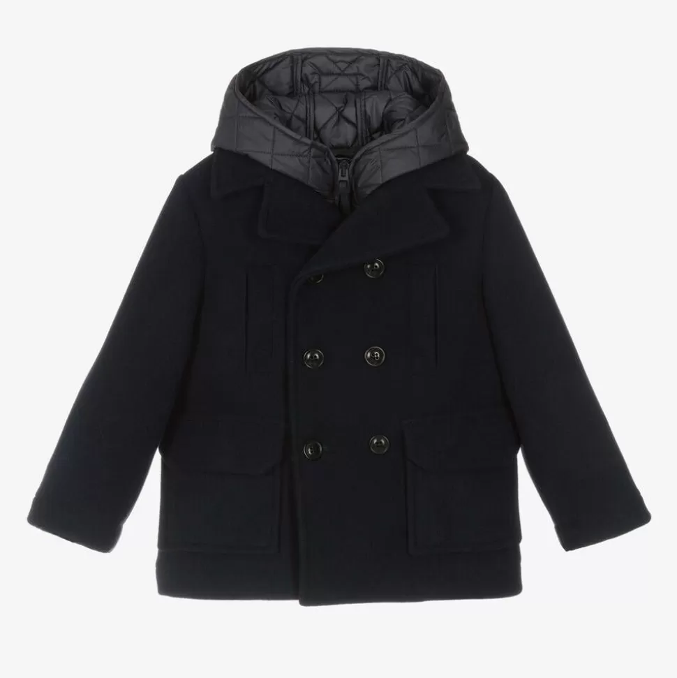 Il Gufo Boys Navy Blue Felted 2-in-1 Coat^BOY Coats & Jackets