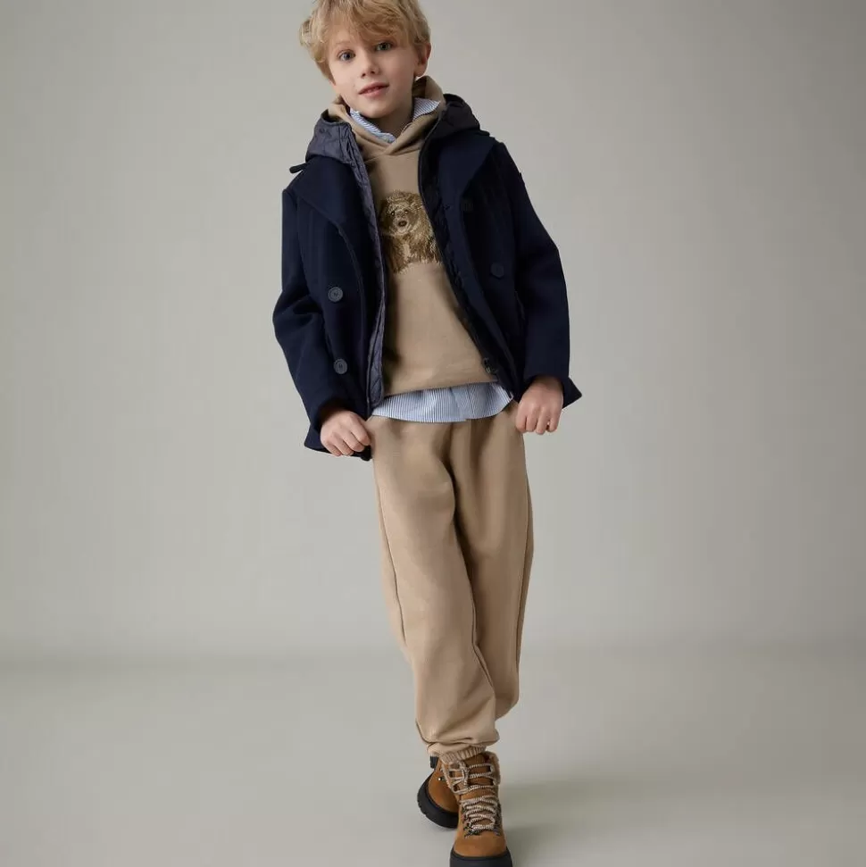 Il Gufo Boys Navy Blue Felted 2-in-1 Coat^BOY Coats & Jackets