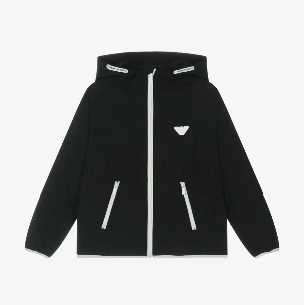 Emporio Armani Boys Navy Blue Hooded Windbreaker^BOY Coats & Jackets