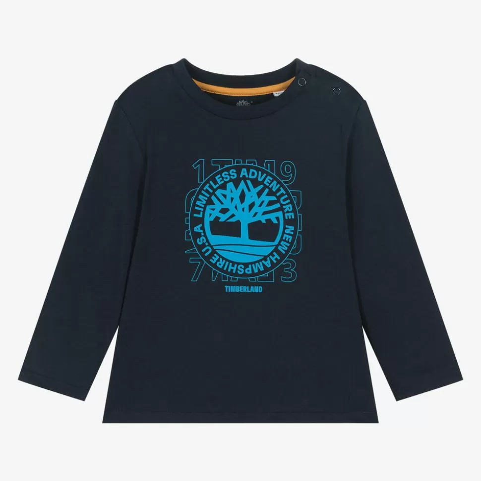Timberland Boys Navy Blue Logo Print Top^BOY Tops