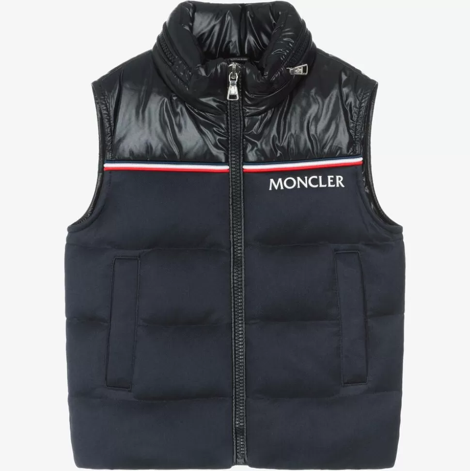 Moncler Enfant Boys Navy Blue Peter Down Padded Gilet^BOY Coats & Jackets