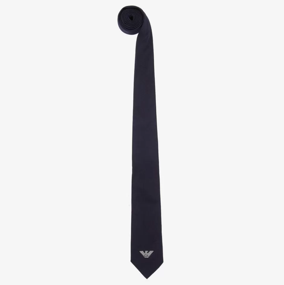 Emporio Armani Boys Navy Blue Silk Eagle Logo Tie^BOY Clothing Accessories