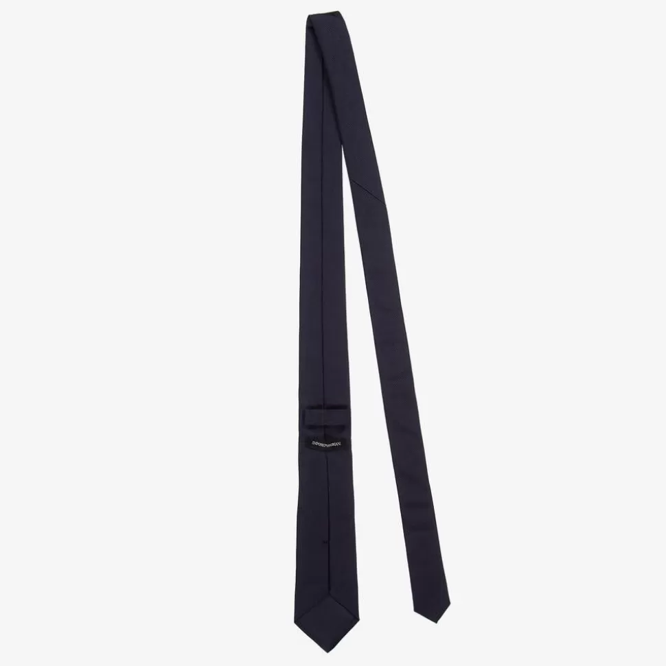 Emporio Armani Boys Navy Blue Silk Eagle Logo Tie^BOY Clothing Accessories