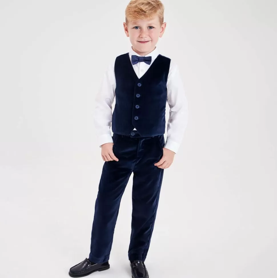 Beatrice amp; George Boys Navy Blue Velvet Waistcoat Suit^BOY Suits