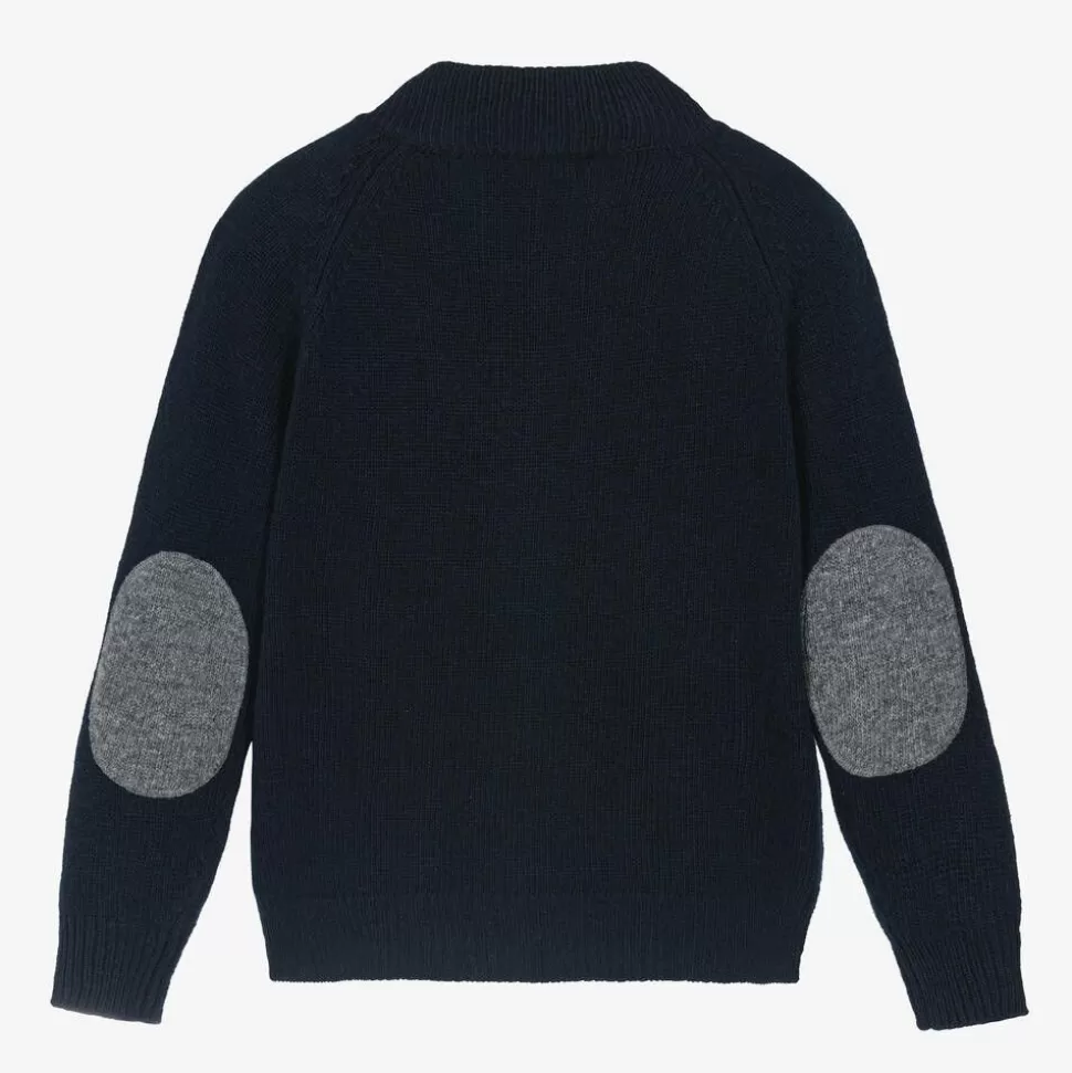 Il Gufo Boys Navy Blue Wool Zip-Up Cardigan^BOY Tops