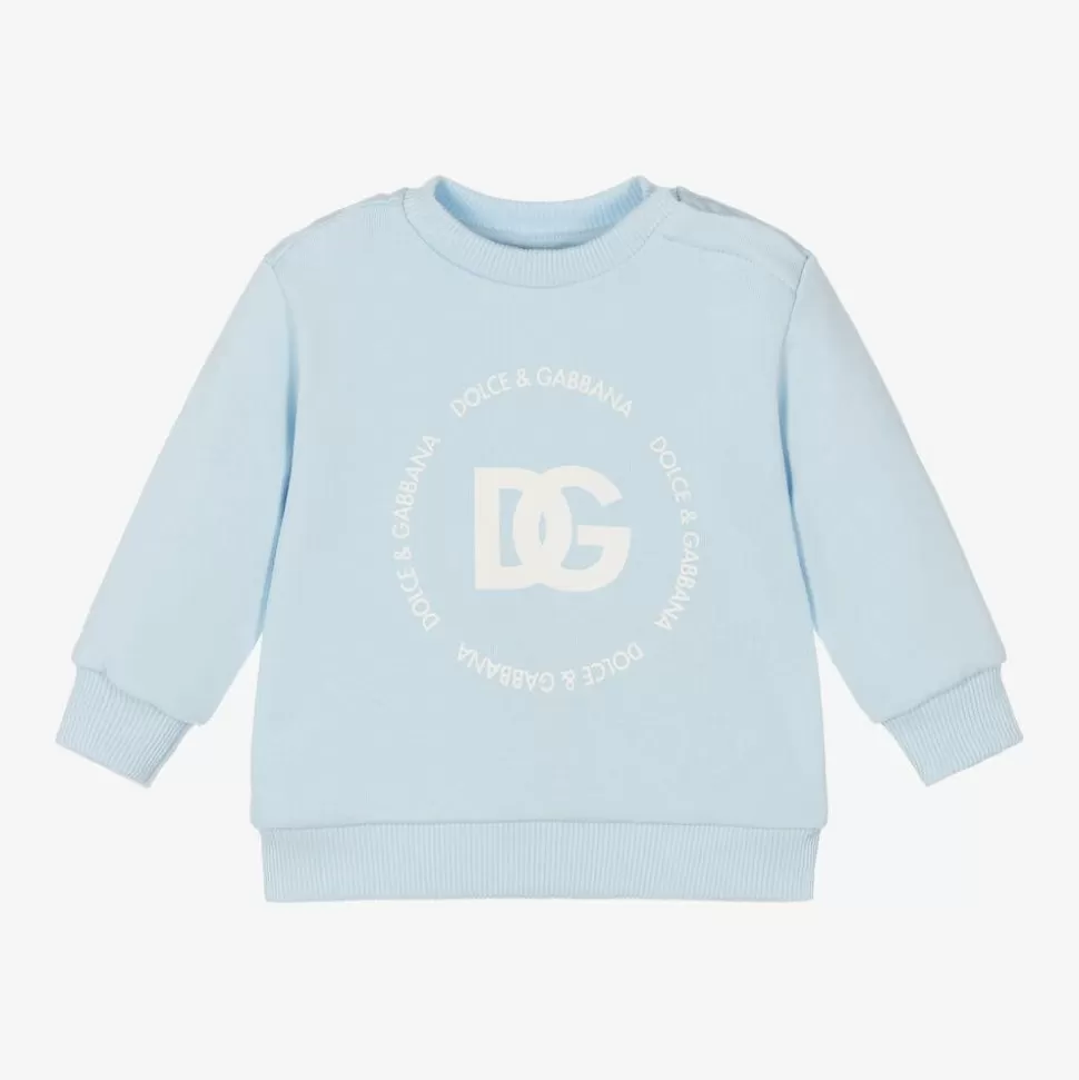 Dolce amp; Gabbana Boys Pale Blue Cotton Sweatshirt^ Tops