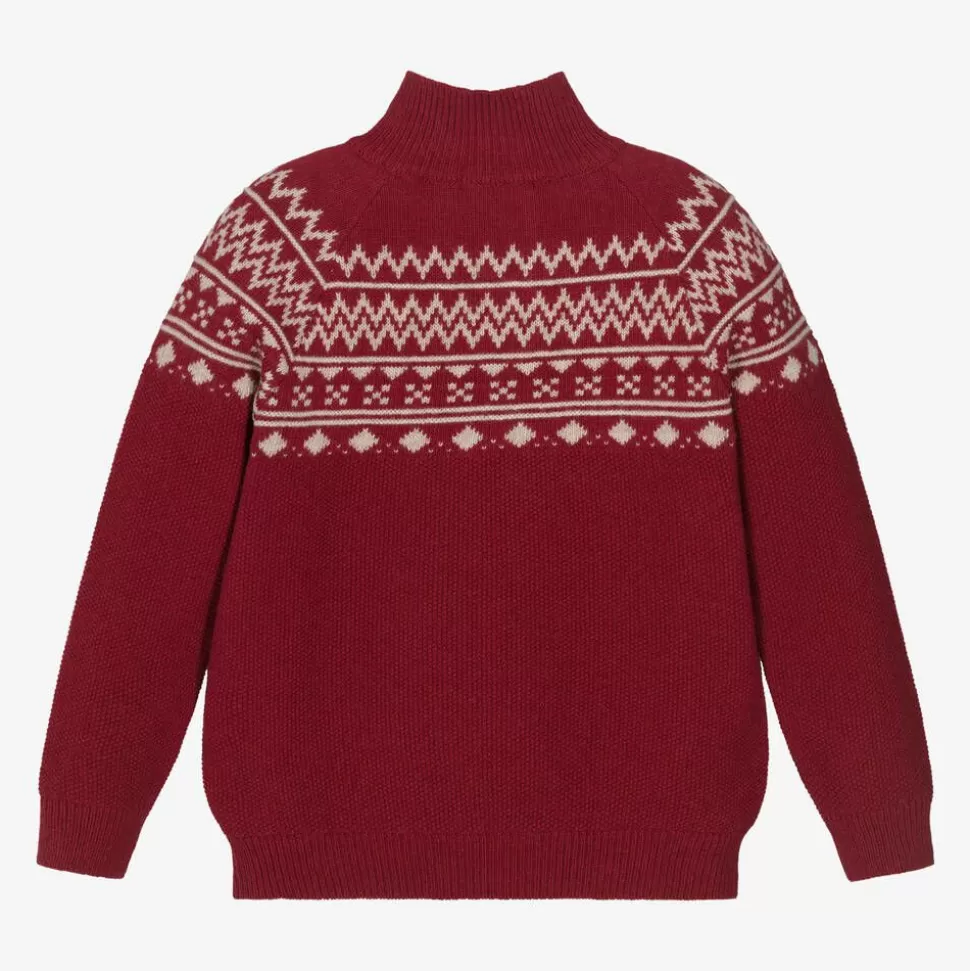 Dr. Kid Boys Red Cotton & Wool Knit Jumper^BOY Tops
