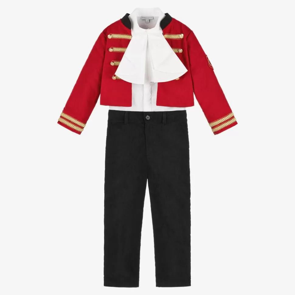 Beatrice amp; George Boys Red Cotton Military 3 Piece Suit^BOY Suits