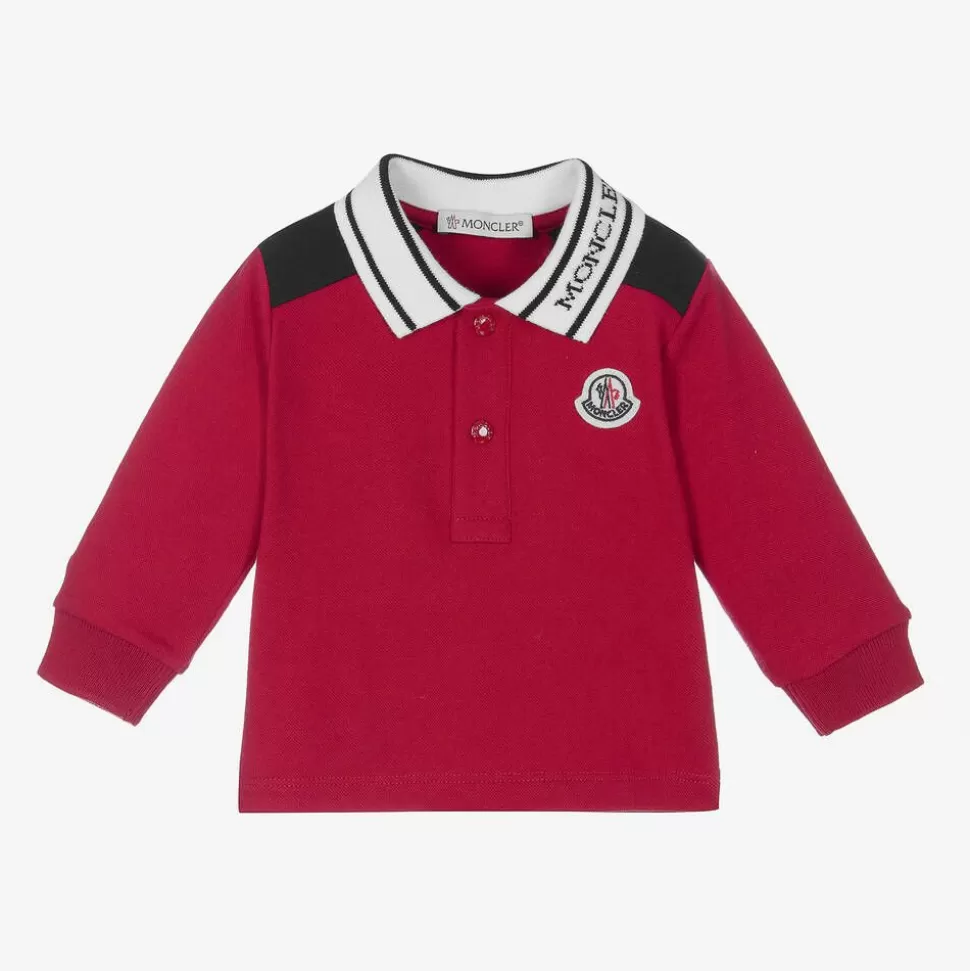 Moncler Enfant Boys Red Cotton Piqué Polo Top^BOY Tops