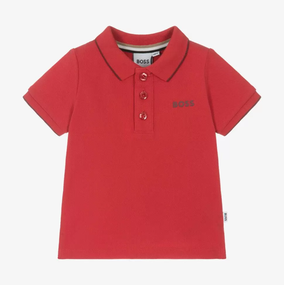 BOSS Boys Red Cotton Polo Shirt^BOY Tops