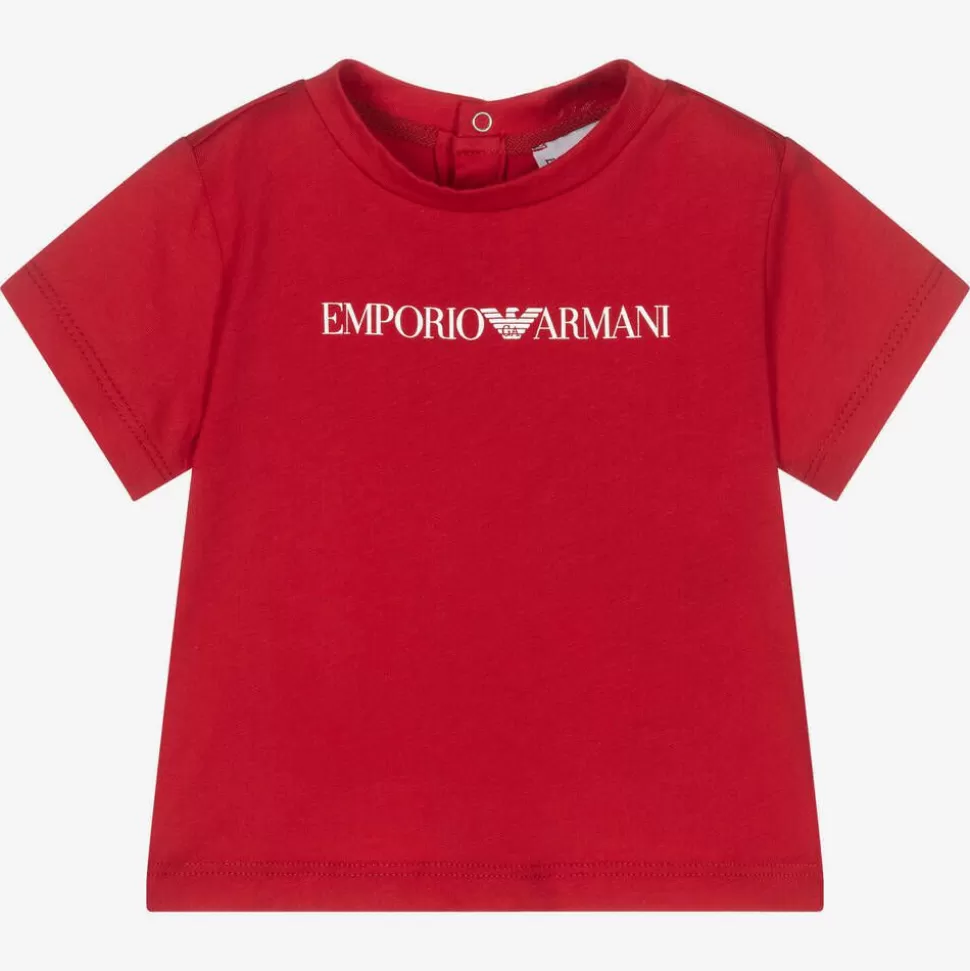 Emporio Armani Boys Red Cotton T-Shirt^ Tops