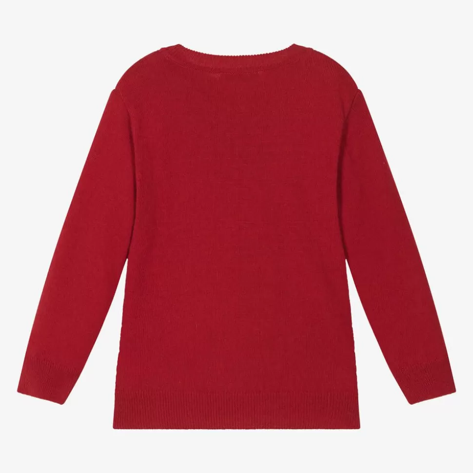 Dr. Kid Boys Red Knitted Cotton & Wool Sweater^BOY Tops