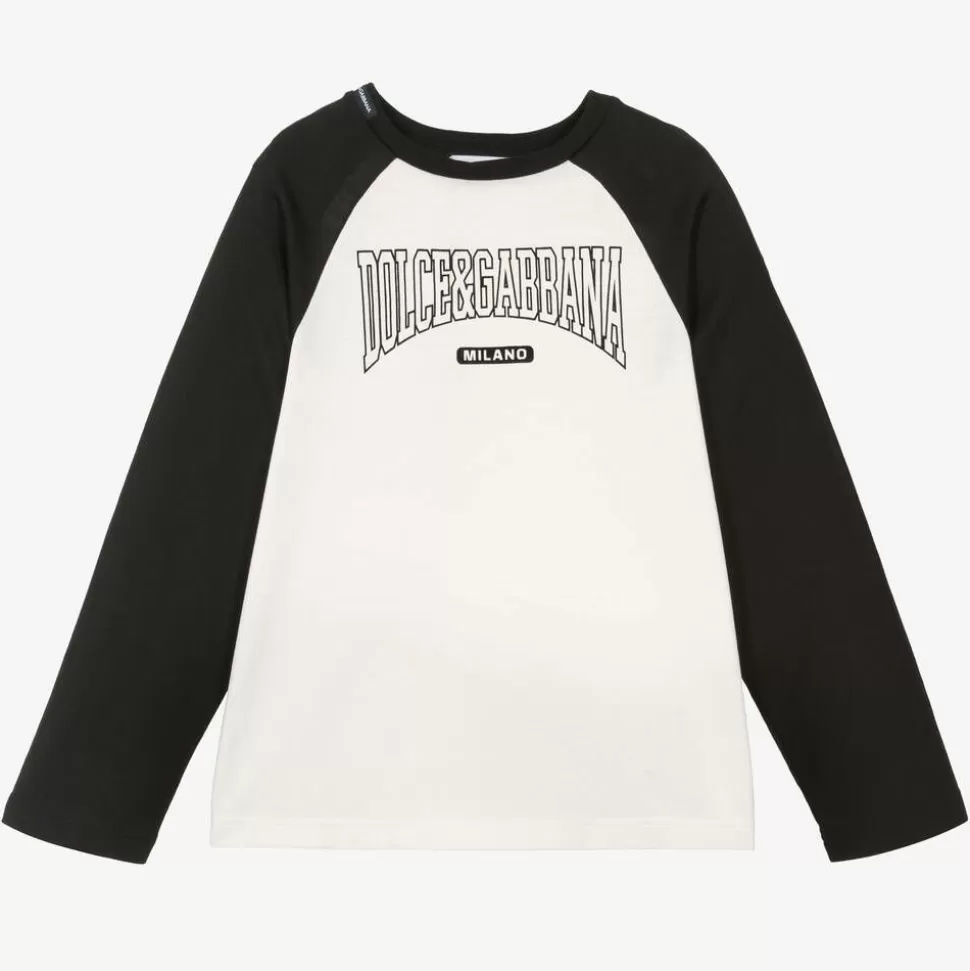 Dolce amp; Gabbana Boys White & Black Cotton Top^BOY Tops