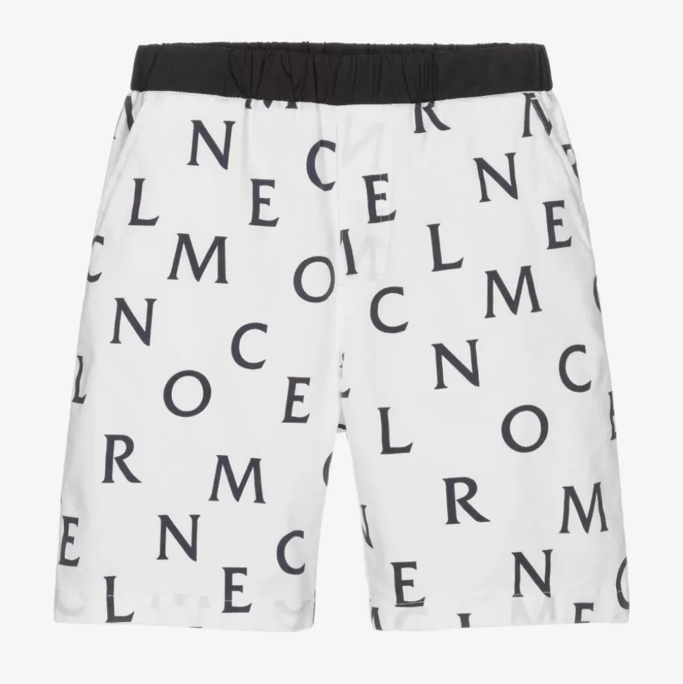 Moncler Enfant Boys White & Blue Logo Shorts^BOY Shorts