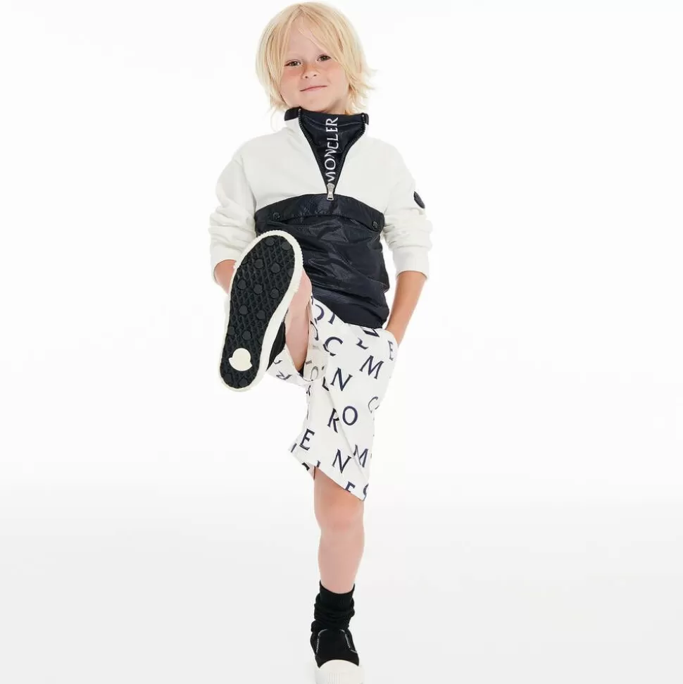 Moncler Enfant Boys White & Blue Logo Shorts^BOY Shorts