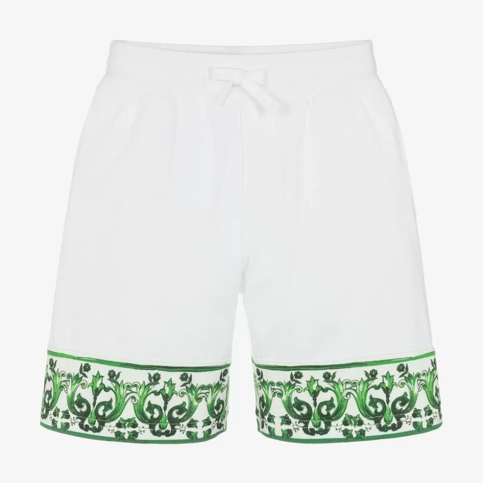 Dolce amp; Gabbana Boys White & Green Majolica Shorts^BOY Shorts