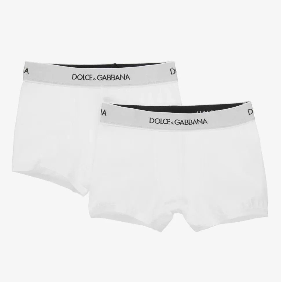 Dolce amp; Gabbana Boys White Cotton Boxers (2 Pack)^BOY Underwear