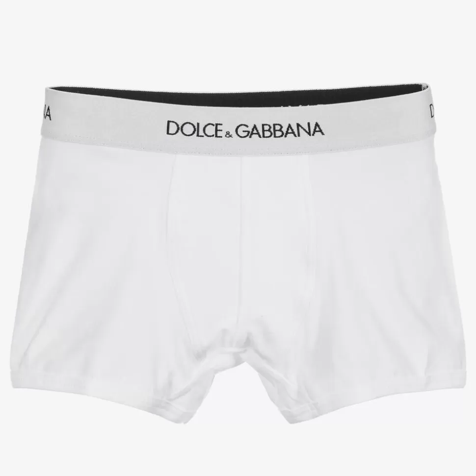 Dolce amp; Gabbana Boys White Cotton Boxers (2 Pack)^BOY Underwear