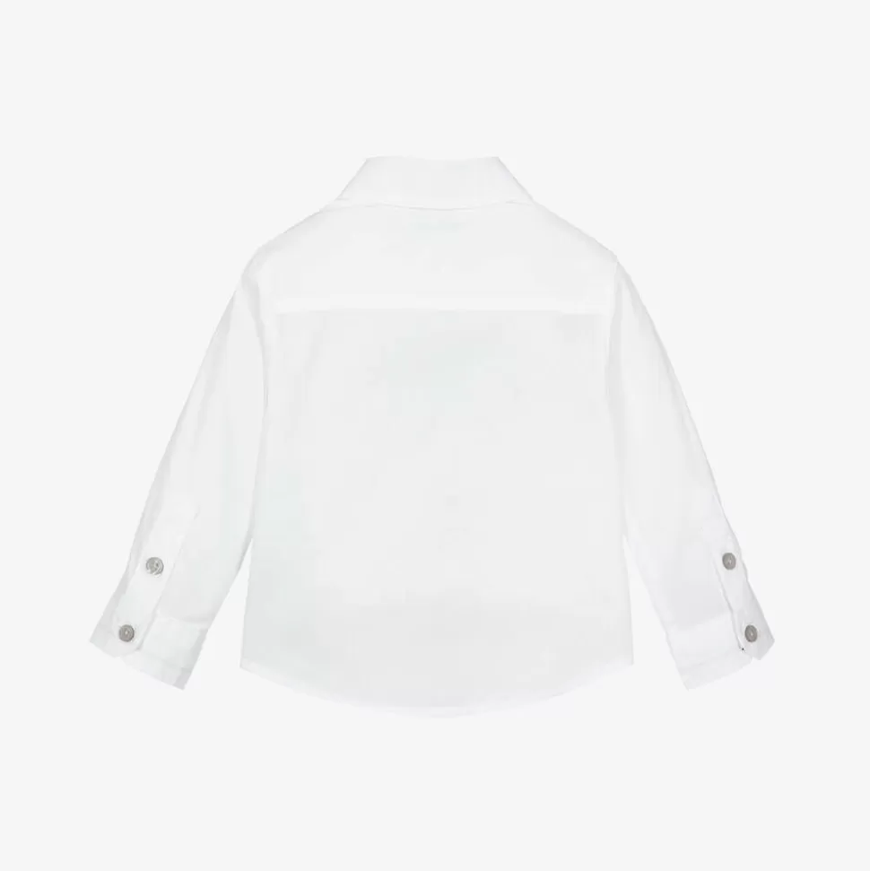 Emporio Armani Boys White Cotton Eagle Logo Shirt^ Tops