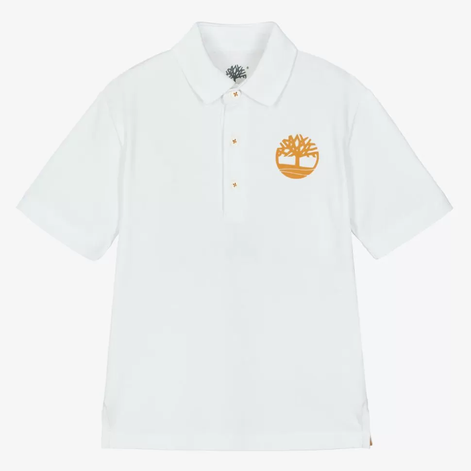 Timberland Boys White Cotton Polo Shirt^BOY Tops
