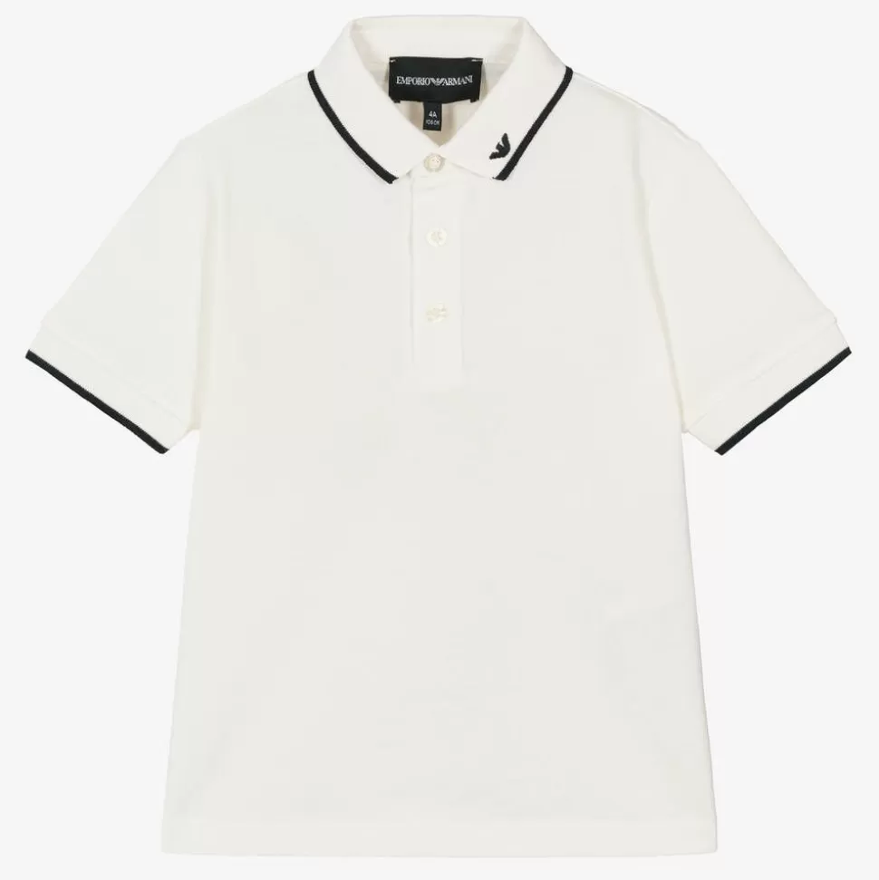 Emporio Armani Boys White Cotton Polo Shirt^BOY Tops